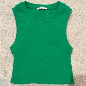 Zara Green Sleeveless Crop Top